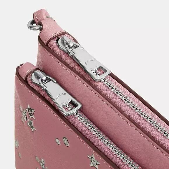NWT Coach Double Zip Wallet With Star Print CCJ69 Silver /DUSTY PINK - Picture 7 of 7